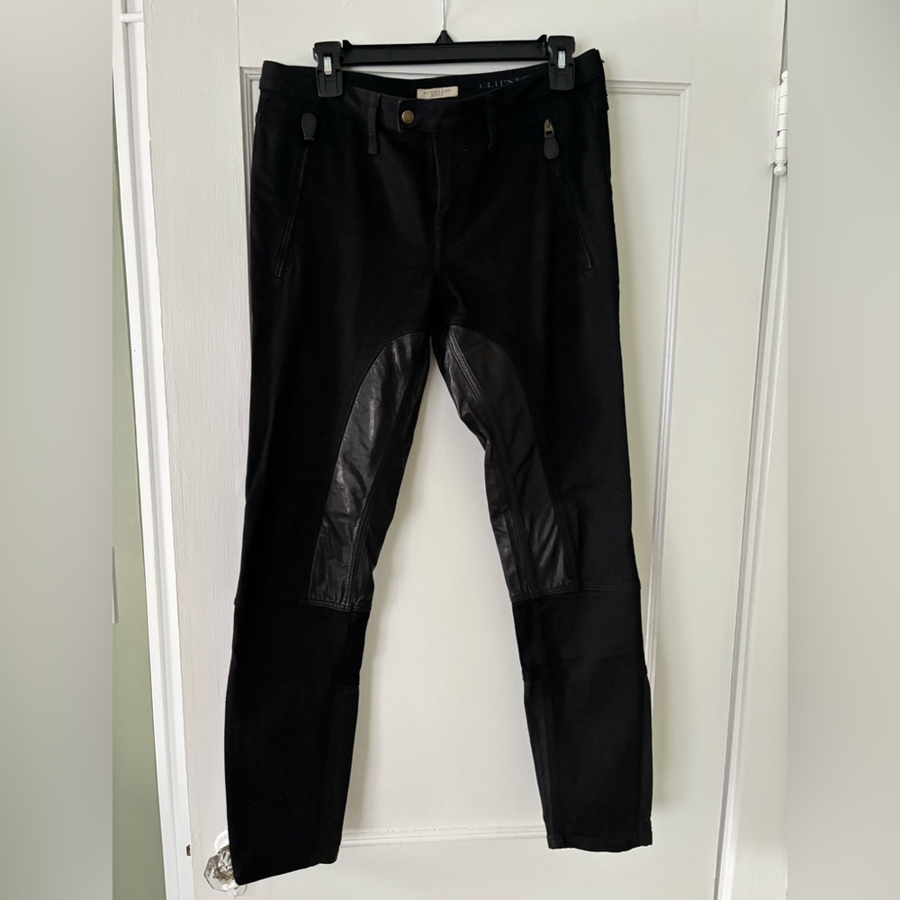 Burberry Brit Clipstone Black Denim Leather Skinny Jeans size W30